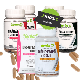 Immun MAX csomag: 2X ALGA TRIO + 2X Gránátalma+Jiaogulan + Méhpempő+Goji + D3 vitamin FORTE
