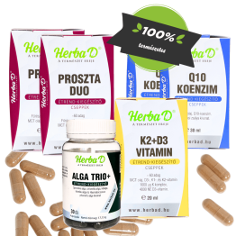 Férfiegészség csomag: 2X Proszta duo 20ml + 2X Q10 Koenzim 30ml + ALGA TRIO 30X + K2+D3 vitamin 20ml